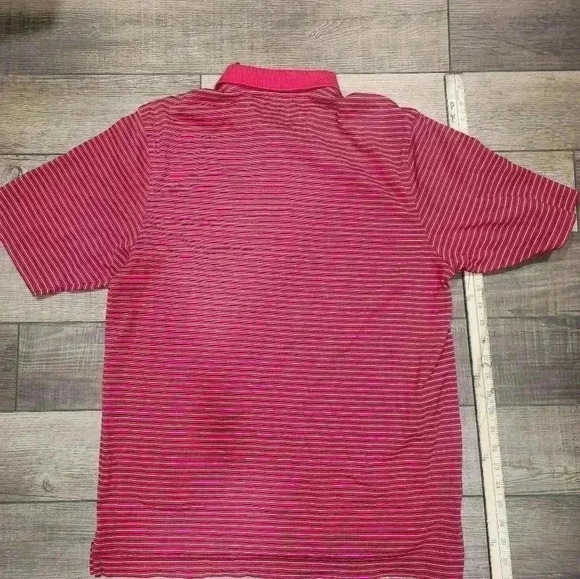 Jos A Bank Golf Polo Mens Small Red Striped Short Sleeve Leadbetter Athletic Top - Picture 3 of 3
